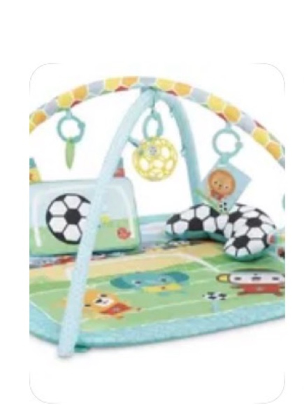 Soccer-Themed Infant Play Mat & Activity Gym - Light Blue/Green